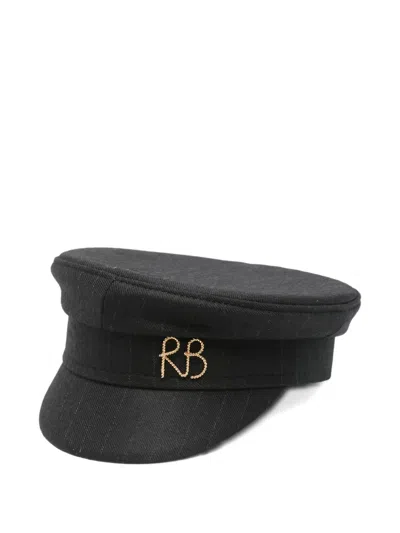 Ruslan Baginskiy Monogram Embellished Baker Boy Cap In Black