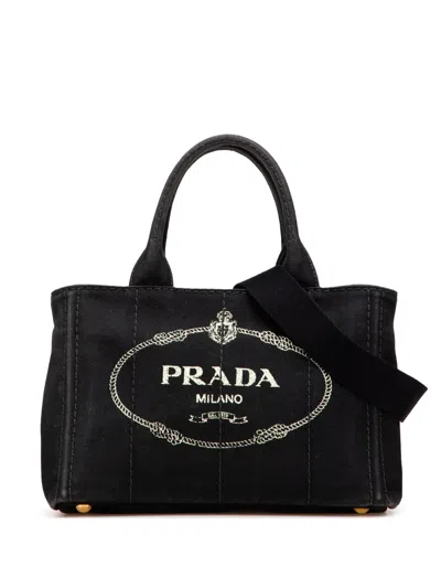 Pre-owned Prada 2013-2025 Small Canvas Canapa Logo Satchel