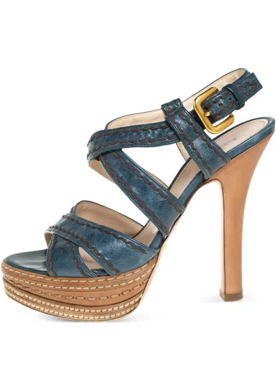 Pre-owned Prada 120mm Platform Cross-strap Sandals