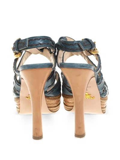 Pre-owned Prada 120mm Platform Cross-strap Sandals