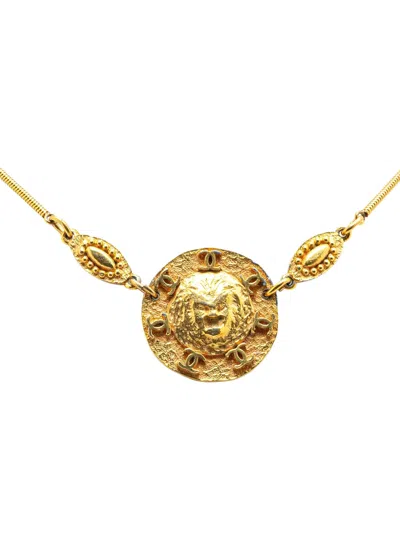 Pre-owned Chanel 1950-1970 Gold Plated Sun Lion Necklace Costume Necklace