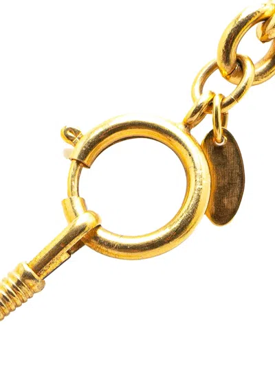 Pre-owned Chanel 1970-1980 Gold Plated Cc Quilted Pendant Necklace Costume Necklace