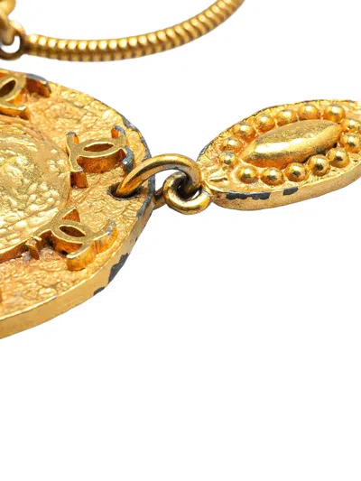 Pre-owned Chanel 1950-1970 Gold Plated Sun Lion Necklace Costume Necklace