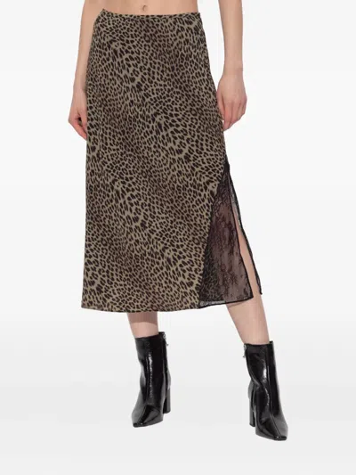 Zadig & Voltaire Lace-insert Skirt In Animal Print