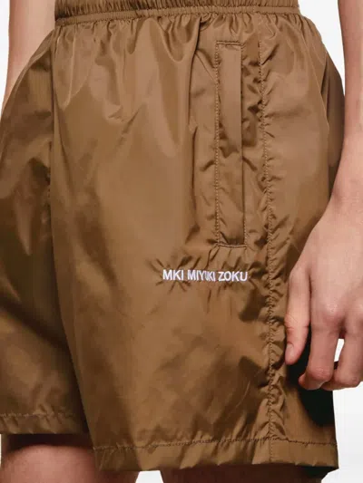 Mki Miyuki Zoku Logo-embroidered Shell Swim Shorts In Brown