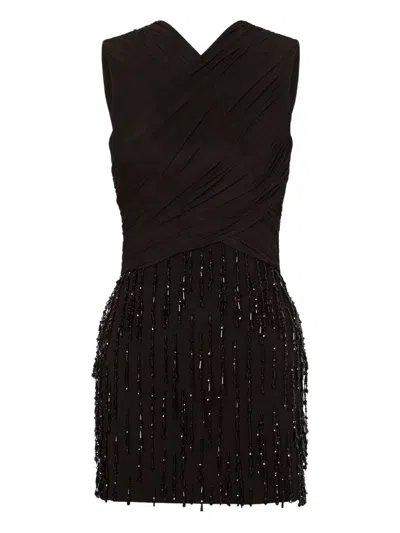 Alberta Ferretti Wool-blend Mini Dress In Black