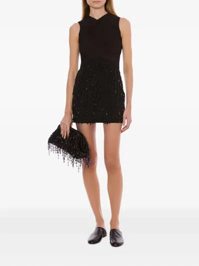 Alberta Ferretti Wool-blend Mini Dress In Black