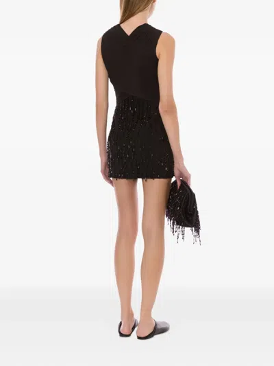 Alberta Ferretti Wool-blend Mini Dress In Black