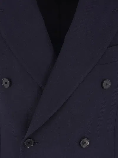 Caruso Double-breasted Wool Jacket In Blue