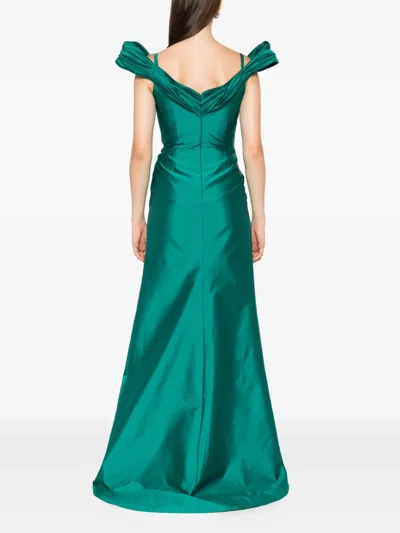 Tarik Ediz Pleated-shoulder Maxi Dress In Green