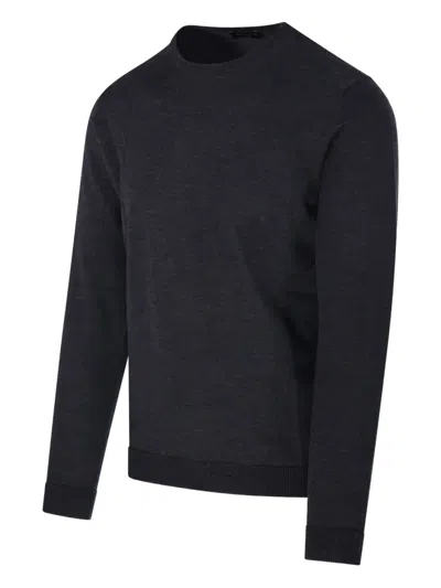 Roberto Collina Ribbed Round Neck Sweater With Long Sleeves In Blue