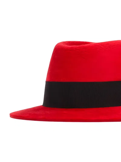 Saint Laurent Wool Two-color Hat In Red
