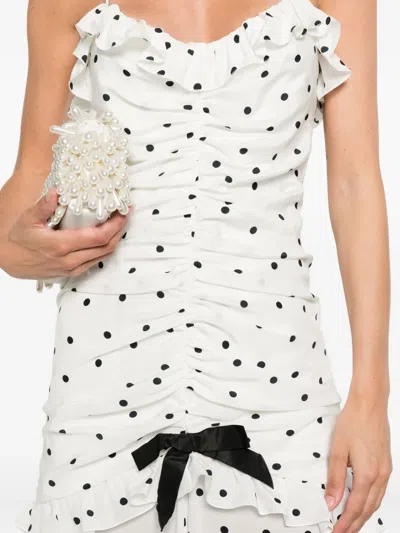 Alessandra Rich Polka Dot-print Ruched Dress In Multi