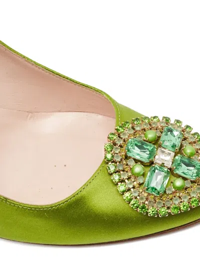 Pre-owned Sjp By Sarah Jessica Parker 100mm Satin Crystal-embellished Pumps