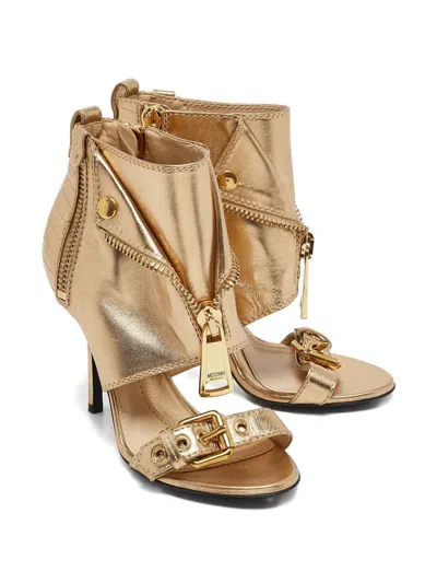 Pre-owned Moschino 110mm Decorative-zip Sandals