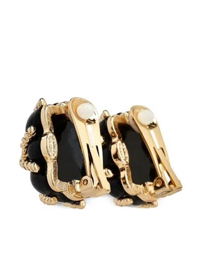Kenneth Jay Lane Quilted Black Clip-on Earrings In Black