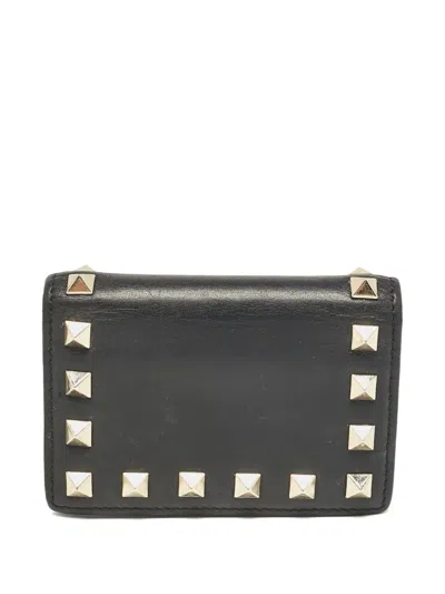 Pre-owned Valentino Garavani Rockstud Leather Cardholder