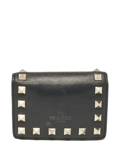 Pre-owned Valentino Garavani Rockstud Leather Cardholder
