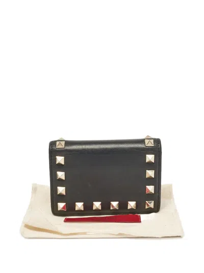 Pre-owned Valentino Garavani Rockstud Leather Cardholder