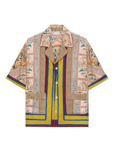 Pierre-louis Mascia Paisley-print Pocket Shirt In Brown