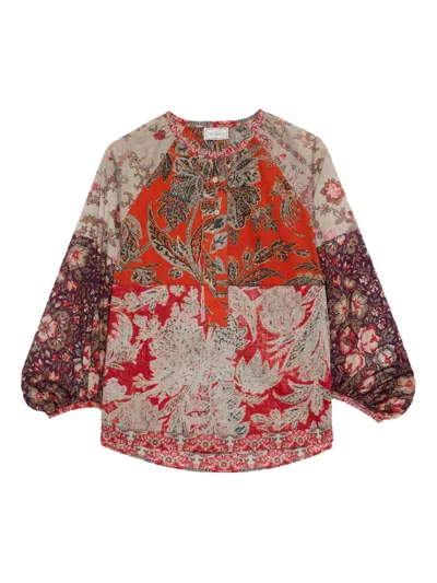 Pierre-louis Mascia Dante Patchwork Balloon-sleeve Shirt In Multi