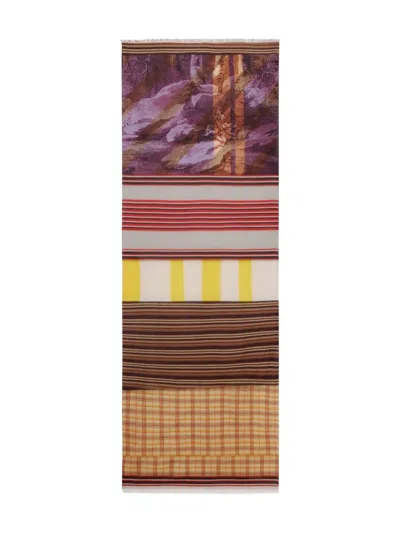 Pierre-louis Mascia Patchwork Striped Scarf In Brown