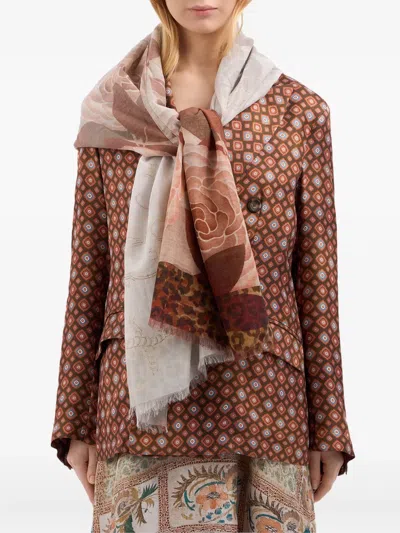 Pierre-louis Mascia Floral -print Scarf In Brown