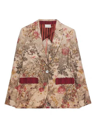 Pierre-louis Mascia Floral-print Blazer In Neutral