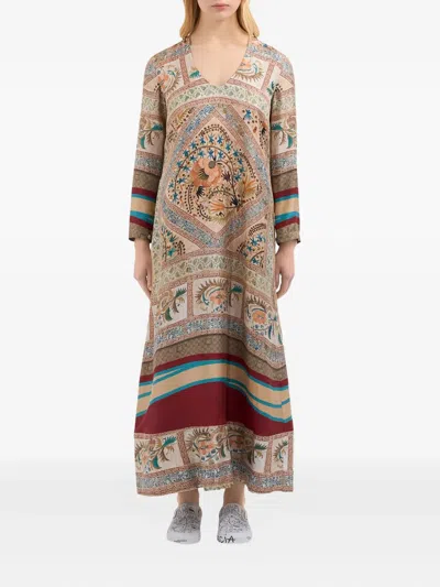 Pierre-louis Mascia Aloe Patterned Long-sleeve Maxi Dress