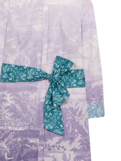 Pierre-louis Mascia Diomedes Landscape-print Belted Shirt Dress In Purple