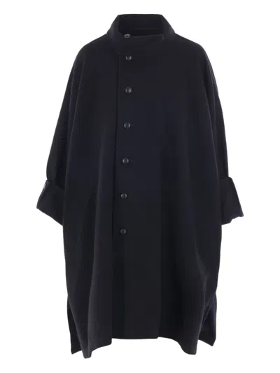 Yohji Yamamoto Button-fastening Single-breasted Coat In Blue