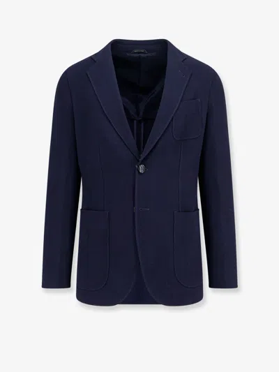 Giorgio Armani Virgin Wool And Viscose Blazer In Blue