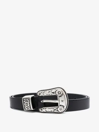 Golden Goose Db Washed Leather Belt Black In Black