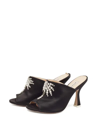 Pre-owned Attico 100mm Crystal-embellished Satin Mules