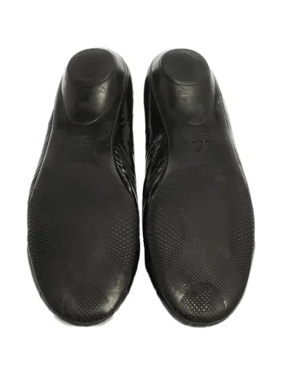 Pre-owned Prada Bow-detail Patent-leather Ballet Flats