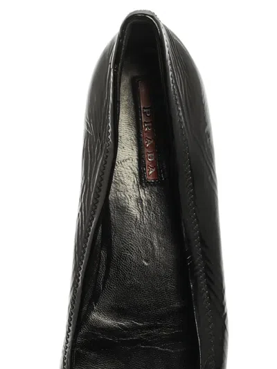 Pre-owned Prada Bow-detail Patent-leather Ballet Flats