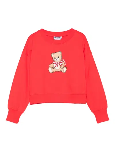 Moschino Bear-print Sweatshirt In Red