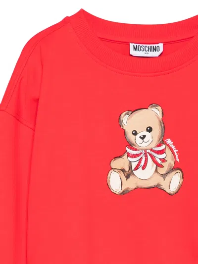 Moschino Bear-print Sweatshirt In Red