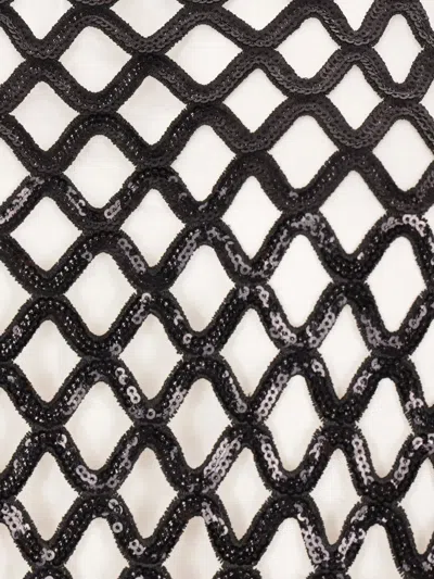 Maria Calderara Sequinned Net Dress In Black