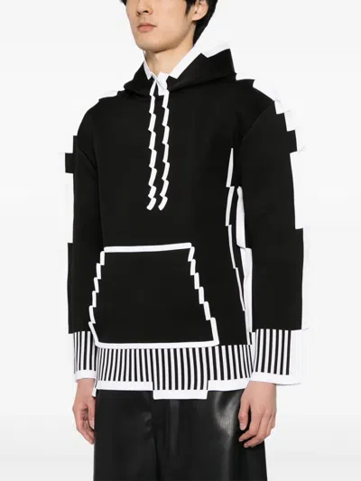 Loewe Pixelated Knitted Hoodie In Black
