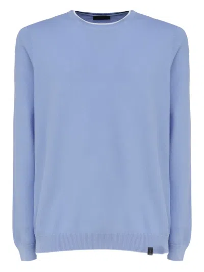 Fay Cotton Sweater With Round Neck In Blue