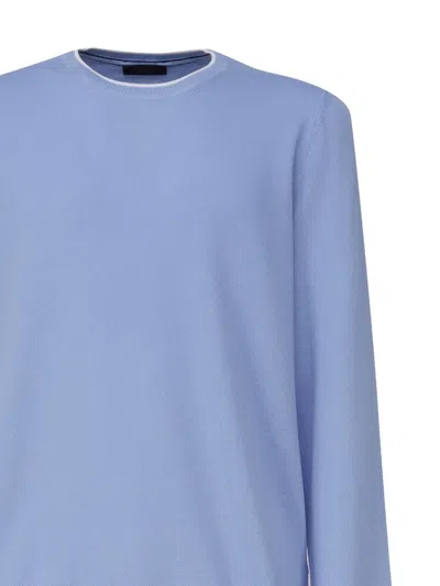 Fay Cotton Sweater With Round Neck In Blue