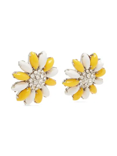 Pre-owned Miu Miu Crystal-embellished Floral-motif Earrings