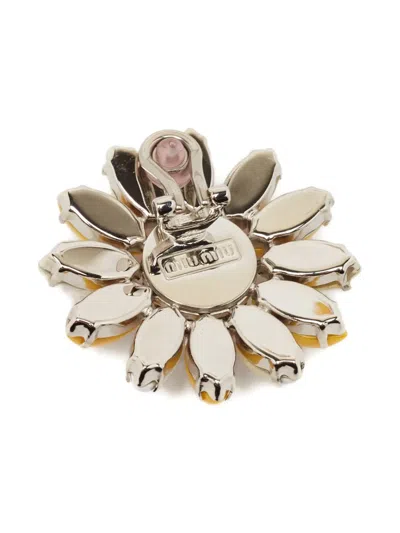 Pre-owned Miu Miu Crystal-embellished Floral-motif Earrings