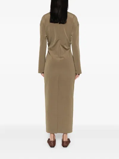 Nanushka Jamson Draped Turtleneck Midi Dress In Brown