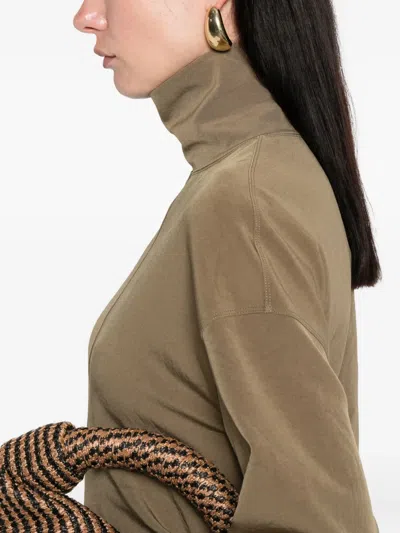 Nanushka Jamson Draped Turtleneck Midi Dress In Brown