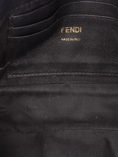 Pre-owned Fendi 2010-2025 Mini Zucca Embossed Leather Baguette Satchel
