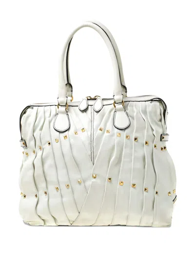 Pre-owned Valentino Garavani Pleated Studed Tote Bag