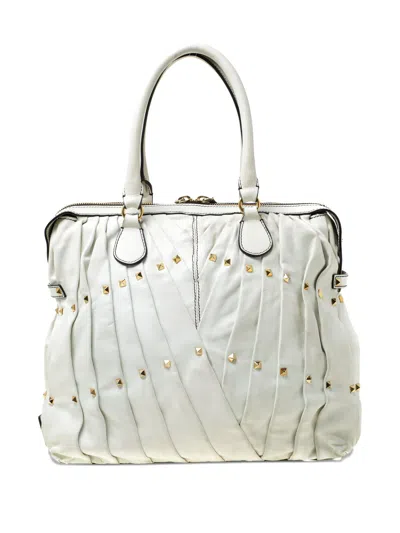 Pre-owned Valentino Garavani Pleated Studed Tote Bag