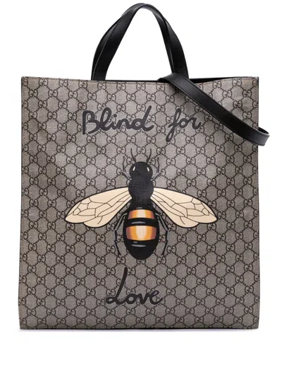 Pre-owned Gucci 2016-2025 Gg Supreme Blind For Love Satchel